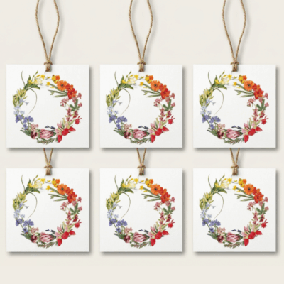 Fynbos Wreath Gift Tags set of 6