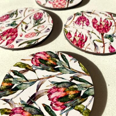 Protea Watercolor Set of 4 Coasters